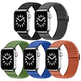 Vodtian Einstellbar Elastisch Watch Armband Kompatibel mit Apple Watch 45mm 44mm 42mm Damen Herren, Dehnbar Nylon Geflochtene Solo Loop Ersatz Sport Uhrenarmbander für iWatch Series 7/6/5/4/3/2/1, SE