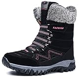 AARDIMI Warm Gefüttert Winterschuhe Damen Schneestiefel Wasserdicht Outdoor Trekking Wanderschuhe Gr. 35-42 (Schwarz, 39 EU)