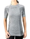 Merino & More Merino Shirt Damen - Premium Funktionsunterwäsche aus hochwertiger Merinowolle - Sport - Funktionsshirt - Kurzarm hellgrau Gr. L