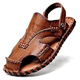 YEZIO Leder lockerer Zeh rückenfrei,Einstellbarer Mode-Slipper,gelegentlicher Slip auf Sandale (Color : Khaki, Size : 39 EU)