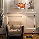 ZCYY Fernbedienung Bogenleuchte, LED Dimmbar Stehlampe mit Stoff Lampenschirm, Fu?Schalter, Metall Basis, Bogen Design, E27 Bogenlampe für Wohnzimmer Schlafzimmer Büro Restaurant,B