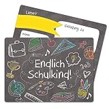 13 Einladungskarten zur Einschulung - Einladung mit Tafel-Motiv zum Schulbeginn - Schulstart Erstklässler Erste Klasse - Ich werde Schulk