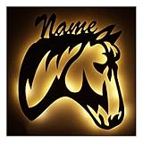 Schlummerlicht24 Led 3d Holz Design Motiv Elektronik Lampe Pferde-Kopf Deko-ration Horse Pferd Geschenk-e mit Name-n für Frauen Mädchen Kind-er Junge-n Frau Zimmer-Einrichtung Kinder-Geburtstag