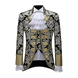 DAY8 Steampunk Herren Mantel + Hose + Weste Vintage Frack Jacke Gothic Smocking Gehrock Stehkragen Anzug Abendkleid Uniform Gestickter Knopf Mäntel Cosplay Kostü