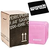 Schlagwerk CP403 BlK Cajon Medium + keepdrum Tasche Pink + Sitz-Pad Auflag