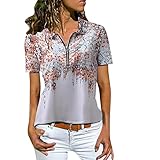 Oberteile Damen Sexy V Ausschnitt Reißverschluss Shirt Bluse Tops Sommer Oberteile Grundmodell Freizeit Kurzarm Oberteil Jahrgang Bedruckte Casual Sport Oberteil GroßE GrößEn Lose Tunika Top