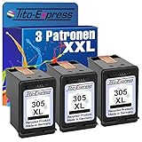 Tito-Express PlatinumSerie 3er Set Patronen XXL kompatibel mit HP 305XL HP305 Black je 20ml | 400% mehr Inhalt! | Für HP DeskJet 2320 2700 2710 2720 2721 2722 2723 2724 2732 2752 2755