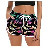 Damen Badeshorts Baggy, gemusterte Boardshorts, Übergröße, Badeshorts für Damen, Strand-Shorts für Jungen, Fitness-Shorts, A1-Blau, M