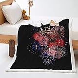 Decke 130x150 cm Rotes Feuerwerk Decke Warme Weiche Kuscheldecken Mikrofaser Lammwolle Decke für Geeignet für Erwachsene Teenager und Kinder Decke Sofa Schlafzimmer Wohnzimmer Decken für H