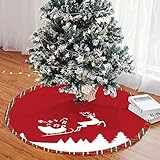 Meiju Weihnachtsbaum Rock Weihnachtsbaumdecke Rund Decke Groß Christbaumdecke Christbaumständer Teppich Baumdecke Weihnachtsbaum Deko für Weihnachten Neujahr Party (Elchschlitten,28inch)