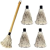 Mocarheri 18 Inch Grillpinsel BBQ Pinsel Basting Mop Profi Sauce Soßen Marinaden Grillbürste Barbecue mit Holzgriff und 4 Stück Extra Ersatz Köpfe zum Kochen, Braten, G