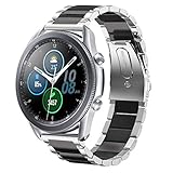 NEAWO Kompatibel mit Galaxy Watch 3 Armband 45mm, Galaxy Watch 46mm Armband, Gear S3 Frontier/Classic Armband, 22mm Edelstahl Armband Metall Ersatzband (Edelstahl Silber/Schwarz)