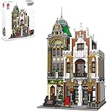 MOMAMO Modulare Hausbausteine, 4560 Teile Europäisches Stadtpostamt Kreatives DIY Architekturmodell Stadthaus Gebäude, Reihenklemmen Häuser Kompatibel mit Lego C