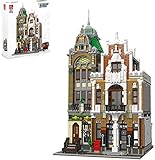 MOMAMO Modulare Hausbausteine, 4560 Teile Europäisches Stadtpostamt Kreatives DIY Architekturmodell Stadthaus Gebäude, Reihenklemmen Häuser Kompatibel mit Lego C