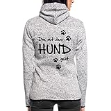 Spreadshirt Die Mit Dem Hund Geht Gassi Hunde Spruch Frauen Kapuzen-Fleecejacke, XL, Hellg