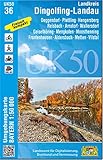 UK50-36 Landkreis Dingolfing-Landau: Deggendorf, Plattling, Hengersberg, Reisbach, Arnstorf, Wallersdorf, Geiselhöring, Mengkofen, Moosthenning, ... Karte Freizeitkarte Wanderkarte)