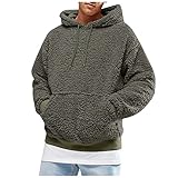 SIOPEW Herren Kapuzenpullover PlüSch Hoodie Sweatshirt Teddy-Fleece Pullover Mit Taschen Winddicht Und Warm Winter Basic Hoodie Herren Pullover Rundhals Langarm Pulli MäNner Jung