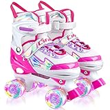 AILUKI Rollschuhe für Kinder,Verstellbar Roller Skates für Anfänger,mit Leuchtenden Rädern Bequem und atmungsaktiv Quad Skates für Mädchen Jungen, Jugendliche Größenverstellbare (Größe 31-42)