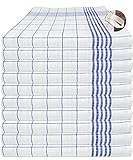 MTEXT Geschirrtücher Halbleinen, 50% Baumwolle 50% leinen, 50x70 cm, 10er Set (Blau)