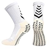 BTNEEU 2 Paar Rutschfeste Fußballsocken Herren Basketballsocken Anti Rutsch Sportsocken Atmungsaktive Athletic Socken Laufsocken Grip Fußballsocken Wandersocken für Damen (Weiß)