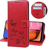 Miagon Rose Blume Hülle für Samsung Galaxy S9 Plus,PU Leder Flip Schutzhülle Handy Tasche Wallet Case Cover Ständer mit Magnetverschluss,R