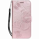 Draamvol Kompatibel mit Samsung A22 5G Hülle Handytasche Schutzhülle Klapptasche Handy Hülle für Samsung Galaxy A22 5G Schale Handyhülle,Roség