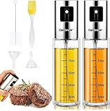 Ölsprüher Flasche, 2 Stück Öl Sprayer mit Verbesserte Düse, Transparent Essig Spritzer Ölspender, 100ml Öl Sprühflasche Auslöser Glasflasche für Grillen, Salat Machen, Kochen, BBQ, B