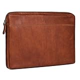 ROYALZ Universal Notebook/Tablet Ledertasche 12.3-13.3 Zoll Tasche 2in1 Convertible Ultrabook Lederhülle Schutzhülle Cover Sleeve Folio Vintage Leder, Farbe:Cognac B