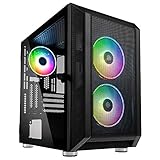 KOLINK Citadel Mesh RGB Micro-ATX Gehäuse Computergehäuse, PC Hülle, Glasgehäuse, PC Case, PC Gehäuse Klein, Seitlich PC Gehäuse Durchsichtig, Computer Gehäuse, PC Case Schw