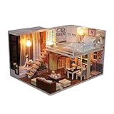 YUACY Puppen Haus Kit,DIY Puppe Haus 3D Holz Montage Mini Puppe Haus Spielzeug Schlafzimmer KüChe Bad MöBel Set Spaß Montage Spielzeug Geschenke,Wait,L