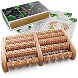 HELDSON® Premium Fußmassageroller Holz inkl.deutscher Anleitung und Karte für Fußreflexzonenmassage - Fussmassageroller Holz für Fußmassage - Fußroller Massage Holz Fersensp