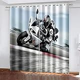 HOMEIEU Verdunkelungsvorhänge, 3D Motorradmuster, Wärmedämmvorhänge, Ösenvorhänge Für Wohn- Und Schlafzimmer, Vorhänge Für Kinderzimmer 82 Stück (W117xH214cm-2PCS)