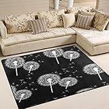 Use7 Teppich, Motiv Pusteblume / Blumen, Schwarz, Textil, mehrfarbig, 160cm x 122cm(5.3 x 4 feet)