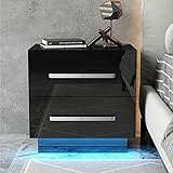SHUTING2020 Nachtständer Moderner Nachttisch for Nachttisch LED Lagerschrank Schlafsofa Beistelltisch Hohe Glanz Couchtisch Heimmöbel Nachttische (Color : Black)
