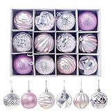 MJXD700-B, Weihnachtsdekoration, 6 cm, glitzernd, bunt, hängende Kugeln, Geschenk-Box, Anhänger, DIY-Dekoration, 6 cm, 12 Stück