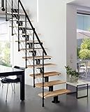 Systemtreppe ATRIUM Dixi, schwarz, Geschosshöhe 222-300 cm, mit 70 cm Holzstufen in B