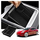 RUIYA Tesla Model 3 2021+ Armlehne Aufbewahrungsbox Mittelkonsole Organizer mit Antirutschmatten Angepasst Auto Zubehör 2021 Update (Schwarz)