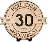 DARO Design - Holzscheibe graviert - 30 Jahre - Größe 20cm- Geschenk zum Jubiläum, 30 Geburtstag, Jahrestag - Herzlichen Glückw