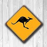 CELYCASY Kangaroo Kreuzschild Känguru Kreuzung Schilder Warnung Känguru Kreuzung Känguru Schild Känguru Dekor Känguru Xing gelb S