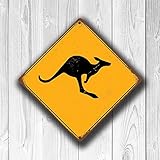 CELYCASY Kangaroo Kreuzschild Känguru Kreuzung Schilder Warnung Känguru Kreuzung Känguru Schild Känguru Dekor Känguru Xing gelb S