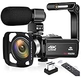 Fakavear Videokamera, 4K-Camcorder Ultra HD 48MP Vlogging-Kamera Für YouTube WiFi Touchscreen 16-facher Digitaler Zoom Vlog-Kamera-Recorder Mit Mikrofon-Fernbedienungsstab