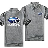Polo Shirts Revers Einfache Su-B.A.Ru Drucken Kurzarm T-Shirt TOP Männer & Frauen Baumwolle Beiläufige Arbeit Nach Hause,Grau,XL