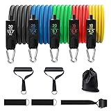 SOBW Resistance Bands Widerstandsbänder Set, 11pcs TPE Latex Fitness Widerstandsband Set Krafttraining Stretchseil, Fitnessband mit Großem Griff Knöchelriemen Türankerbefestigung Trag