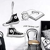 WandSticker4U®- Wandsticker CHUCKS in Schwarz COOL I Wandbilder: 90x131 cm I Wandtattoo Jugend-zimmer Mädchen & Junge Sneaker Poster modern I Wand Deko Schlafzimmer Teenager Jugendliche Groß