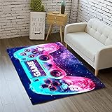 Morbuy 3D Game Spiel Drucken Teppich Wohnzimmer Flanell Kurzflor Teppiches, Modernes Teppich Waschbar rutschfest Krabbelmatte für Kinderzimmer Schlafzimmer Dekoration (Blau Lila,160x230cm)