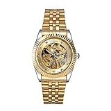 SJXIN Stilvolle Uhr Zahnring große Hohle automatische mechanische Uhr doppelte Perspektive mechanische Uhr Modeuhren (Color : 1)