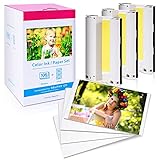 Fotodrucker papier mit 3 Farbkartusche, Kompatibel Canon Selphy CP1300 CP1200 CP910, Druckerkartusche und Papier ersatz für Canon KP-108IN 3115B001(AA), Fotopapier 100 x 148mm für Selphy CP S