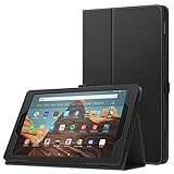 MoKo Hülle für Das Neue Amazon Fire HD 10 Tablet (9. Gen 2019 & 7. Gen 2017 Model), Kunstleder Ständer Schutzhülle Smart Cover Auto Sleep/Wake up für Fire HD 10,1 Zoll Tablette, Schw