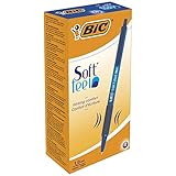 BIC 8373982 Kugelschreiber Soft Feel Grip, in Blau, Strichstärke 0,4 mm, 12er Pack, Ideal für das Büro, das Home Office oder die S