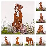 Terma Stahldesign Gartenstecker Edelrost Hund Deutscher Deutscher Boxer Handmade Germany, Höhe 30cm tolle gartendeko aus Rost-Metall, deko hundefigur,